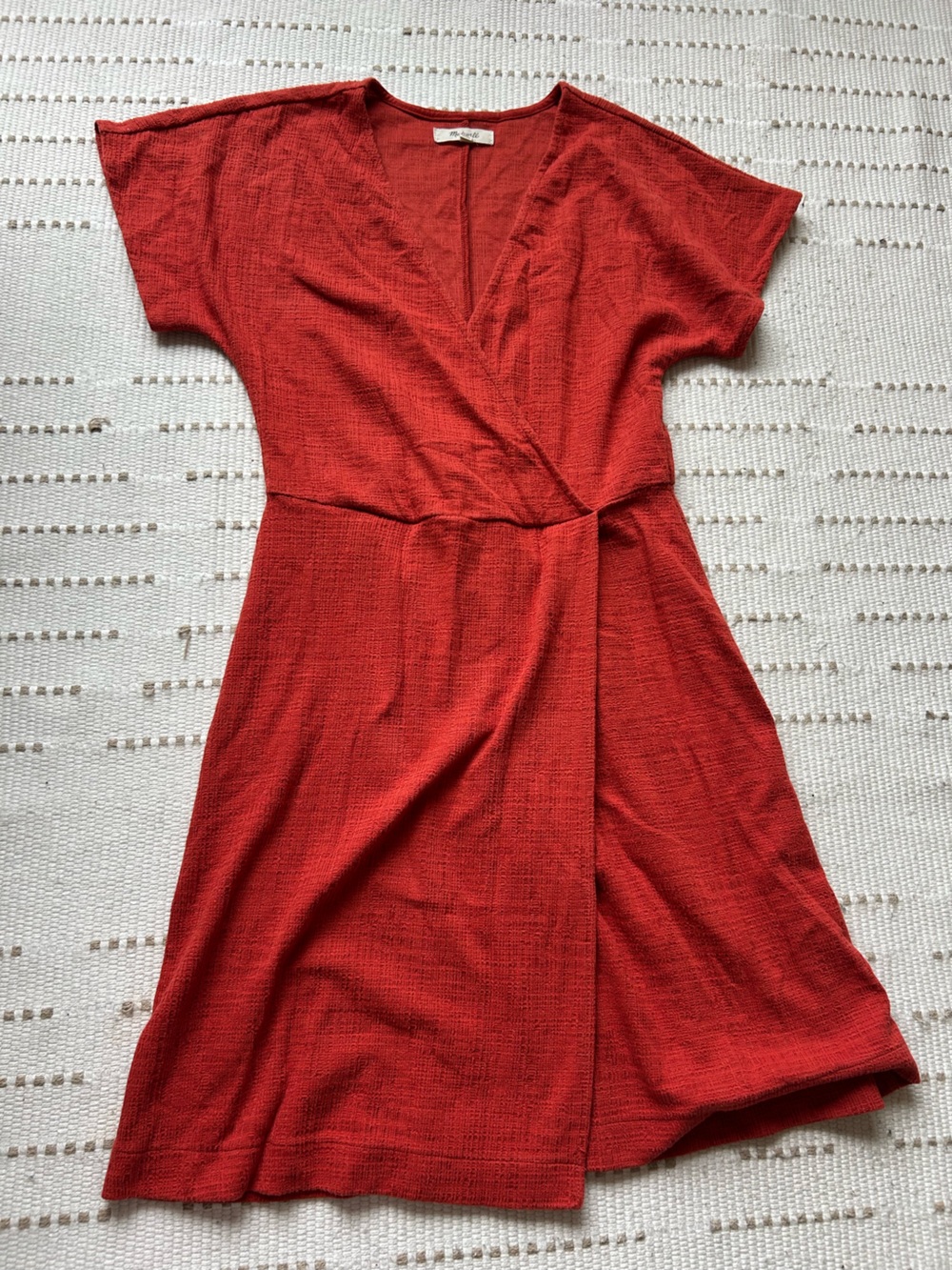 Madewell Red Orange Wrap Midi Skirt